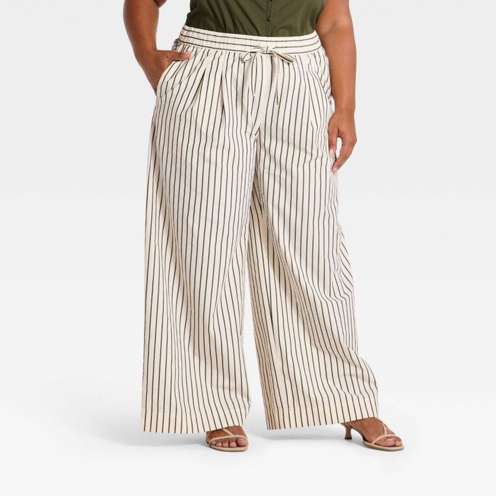 Women's Pull-On Twill Pants - A New Day Cream 2X